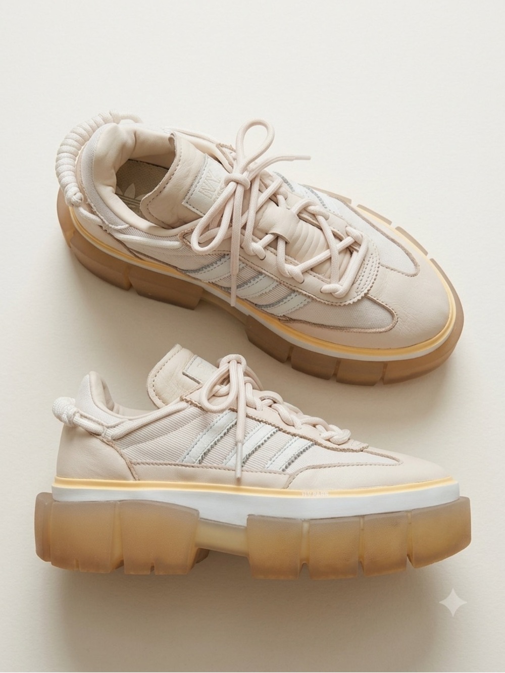 Adidas x Ivy Park Sz 6.5 Super Sleek Chunky Platform Sneakers In Halo Ivory